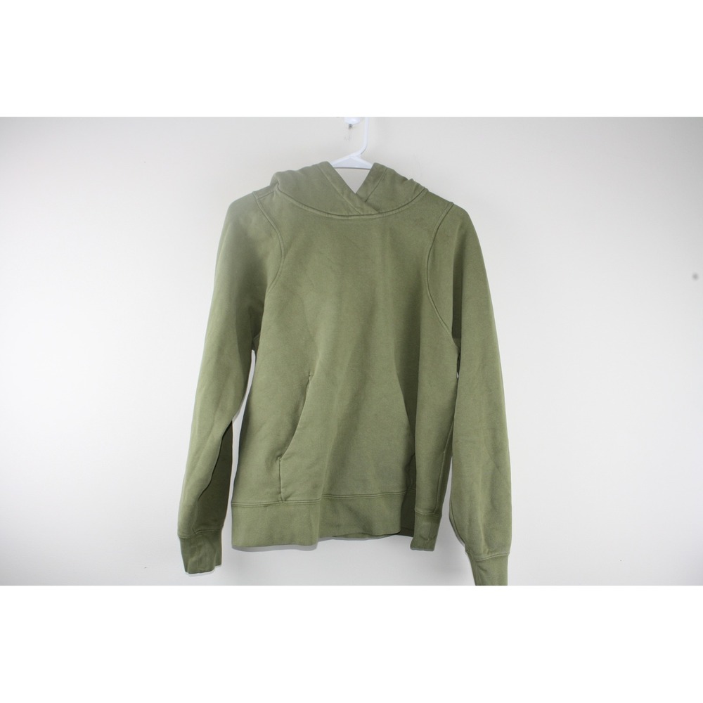 Lululemon Scuba Pullover Hoodie Olive Green Fleece Kangaroo Pocket Women Large